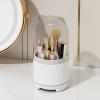 LtyTz Cute Makeup Brush Holder Organizer with Lid, Rotating Dustproof Make Up Brushes Container with Clear Acrylic Cover for Vanity Desktop Bathroom Countertop view 1