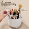 LtyTz Cute Makeup Brush Holder Organizer with Lid, Rotating Dustproof Make Up Brushes Container with Clear Acrylic Cover for Vanity Desktop Bathroom Countertop view 3