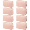 Dunzy 8 Pcs Makeup Bag Pu Leather Cosmetic Pouch Waterproof Small Toiletry Bag Portable Cosmetic Organizer Water Resistant Storage Purse for Lady Women Daily Storage Travel Organizer (Pink,Medium) view 1