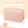 Dunzy 8 Pcs Makeup Bag Pu Leather Cosmetic Pouch Waterproof Small Toiletry Bag Portable Cosmetic Organizer Water Resistant Storage Purse for Lady Women Daily Storage Travel Organizer (Pink,Medium) view 2
