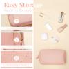 Dunzy 8 Pcs Makeup Bag Pu Leather Cosmetic Pouch Waterproof Small Toiletry Bag Portable Cosmetic Organizer Water Resistant Storage Purse for Lady Women Daily Storage Travel Organizer (Pink,Medium) view 3