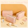 Dunzy 8 Pcs Makeup Bag Pu Leather Cosmetic Pouch Waterproof Small Toiletry Bag Portable Cosmetic Organizer Water Resistant Storage Purse for Lady Women Daily Storage Travel Organizer (Pink,Medium) view 4