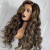 Highlight Colored Body Wave Brazilian Human Hair Wig 1b/27 Honey Blonde 13x6 HD Transparent Lace Front Wig Pre Plucked Remy Hair Natural Hairline with Baby Hair 150% Density Bleached Knots 18inch view 2
