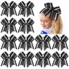12 PCS 8" Large Glitter Cheer Bows Shiny Girl Hair Bows Ponytail Holder Sparkly Black Cheerleading Softball Team Bow Hair Accessories view 1
