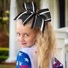 12 PCS 8" Large Glitter Cheer Bows Shiny Girl Hair Bows Ponytail Holder Sparkly Black Cheerleading Softball Team Bow Hair Accessories view 2
