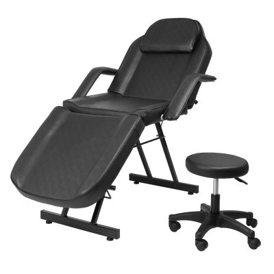 Multipurpose 3-Section Spa Massage Table with Hydraulic Stool, 73-inch Adjustable Tattoo Chair Esthetician Lash Bed with Removable Headrest, Salon Chair Facial Bed for Beauty Barber Massage Equipment