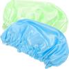 GLEAVI 2pcs Bathing Caps for Women Shower Hair Caps Double-layer Satin Bonnet for Curly Hair Comfortable Bath Hats for Sleeping and Green view 1