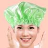 GLEAVI 2pcs Bathing Caps for Women Shower Hair Caps Double-layer Satin Bonnet for Curly Hair Comfortable Bath Hats for Sleeping and Green view 2