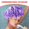GLEAVI 2pcs Satin Shower Caps for Women Bathing Bonnets Fit for Long Hair Sleeping Includes and Rainbow Colors view 2