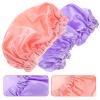 GLEAVI 2pcs Satin Shower Caps for Women Bathing Bonnets Fit for Long Hair Sleeping Includes and Rainbow Colors view 3