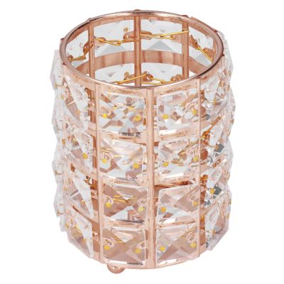 Miskall Crystal Makeup Holder, Metal Elegant Style Wide Application Pen Holder for Brush Pencil Jewelry Home Decoration for Girls Women(Golden)