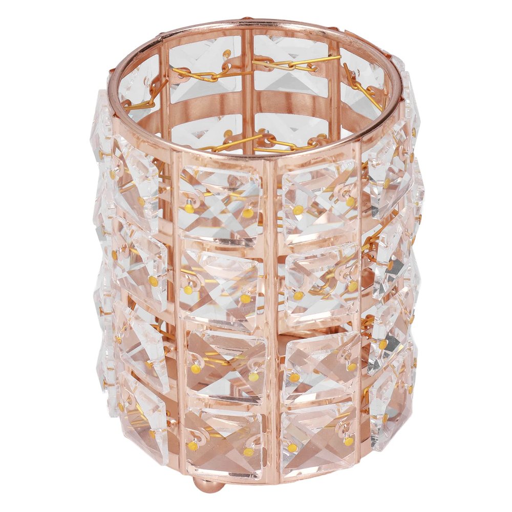 Miskall Crystal Makeup Holder, Metal Elegant Style Wide Application Pen Holder for Brush Pencil Jewelry Home Decoration for Girls Women(Golden)