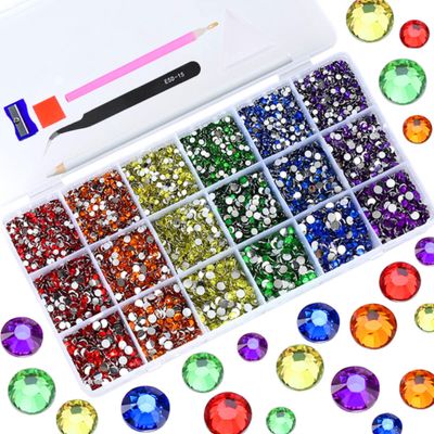 Sunfairy 3/4/5mm Resin Rhinestones Set Glitter Jelly Crystal Garment Clothing Decor Accessories Flatback Rhinestones for Nail Art (CC)