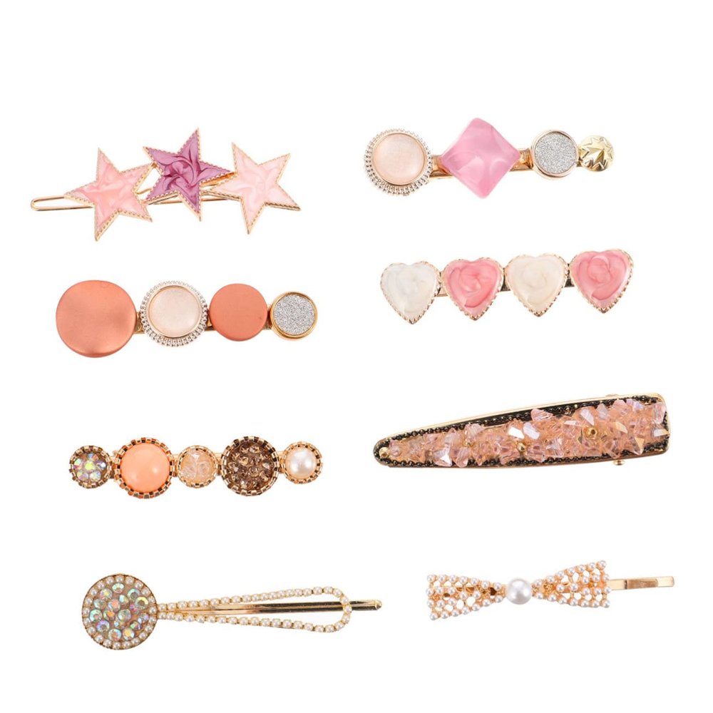 KALLORY 8pcs Elegant Metal Hairpins Delicate Hair Clips for Weddings Birthdays Fashionable One Hair Accessories for Women and Girls and Attractive Design
