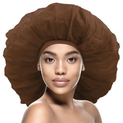 DOONA Argan & Black Castor Treatment Caps Day & Night Cap Sleep Cap Hair Sleep Shower Cap Bonnet Satin Bonnet for Sleeping Hat Super Jumbo Brown