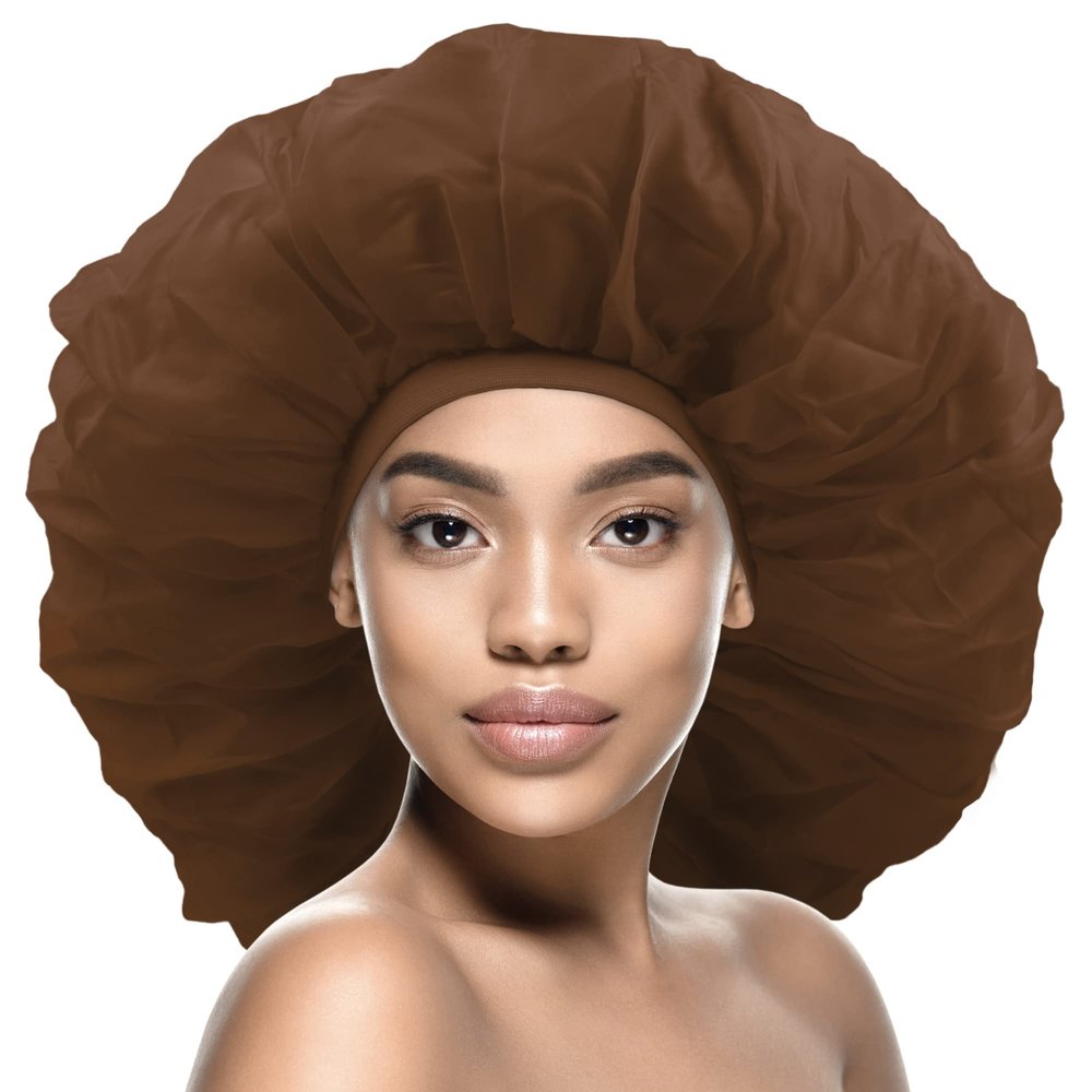 DOONA Argan & Black Castor Treatment Caps Day & Night Cap Sleep Cap Hair Sleep Shower Cap Bonnet Satin Bonnet for Sleeping Hat Super Jumbo Brown