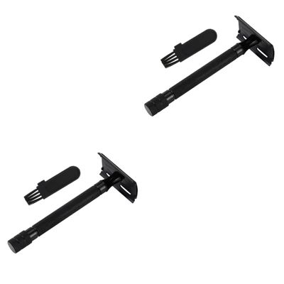 PLAFOPE 2pcs Double Safety Ergonomic Grip Design Travel-Friendly for Close Shaving Beard Trimming Manual Shaver for Men