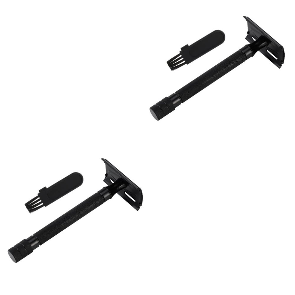 PLAFOPE 2pcs Double Safety Ergonomic Grip Design Travel-Friendly for Close Shaving Beard Trimming Manual Shaver for Men