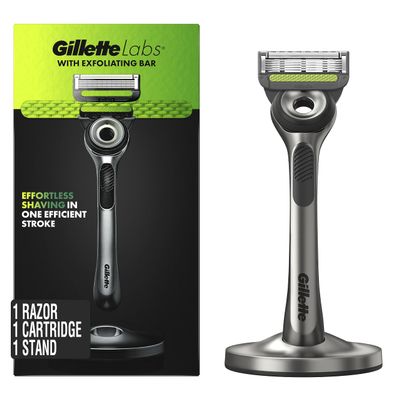 GilletteLabs with Exfoliating Bar by Gillette Razor for Men - 1 Handle, 1 Razor Blade Refill, Includes Premium Magnetic Stand