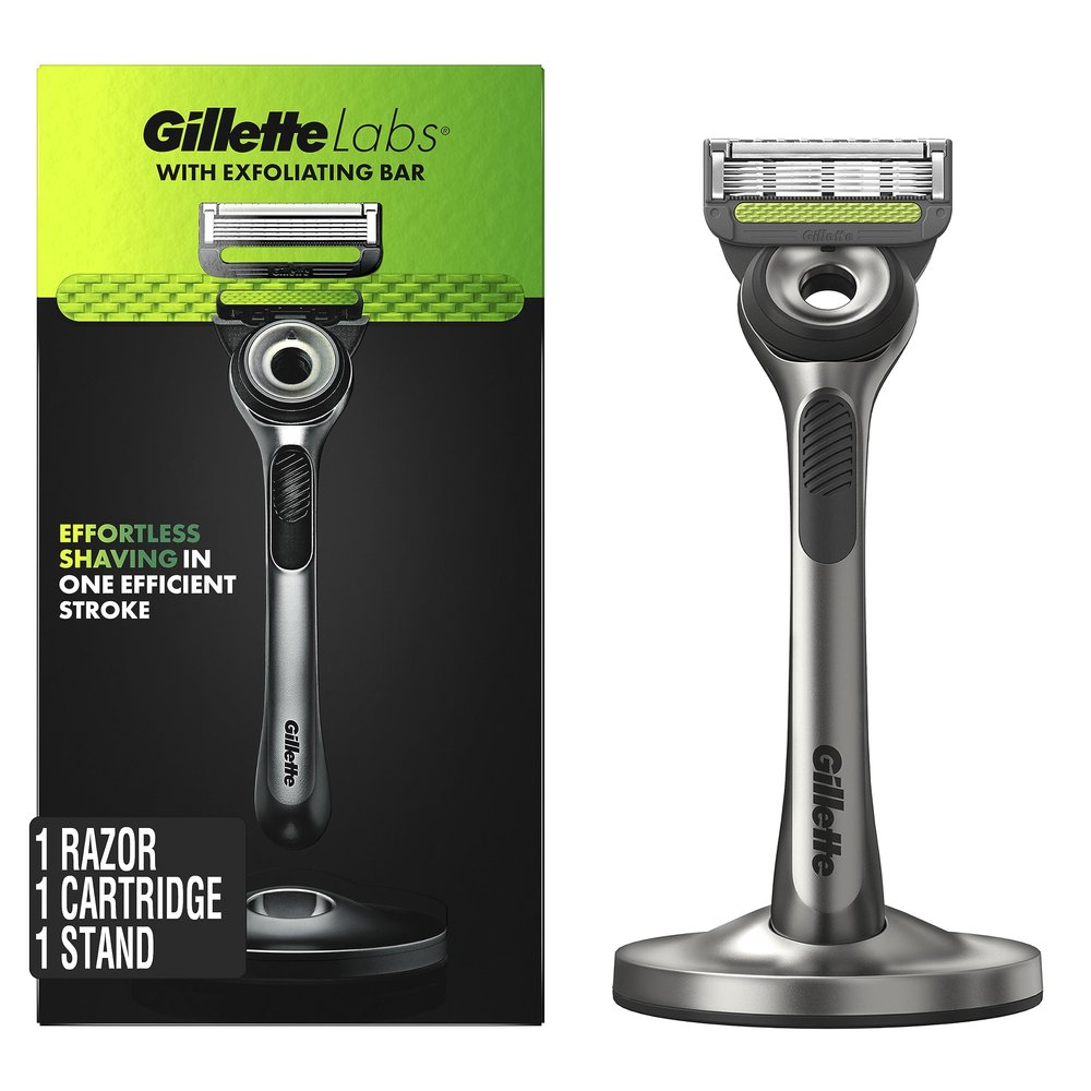GilletteLabs with Exfoliating Bar by Gillette Razor for Men - 1 Handle, 1 Razor Blade Refill, Includes Premium Magnetic Stand