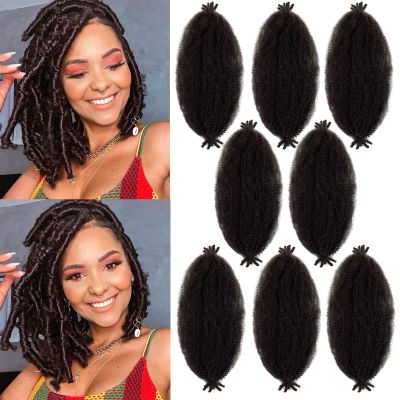 12 Inch Springy Afro Twist Hair,Marley Hair 8 Packs 4# Color Marley Twist Braiding Hair, Dark Brown kinky Braiding Hair Wrapping Hair for Soft Locs Afro Twist Hair Extension for Black Women