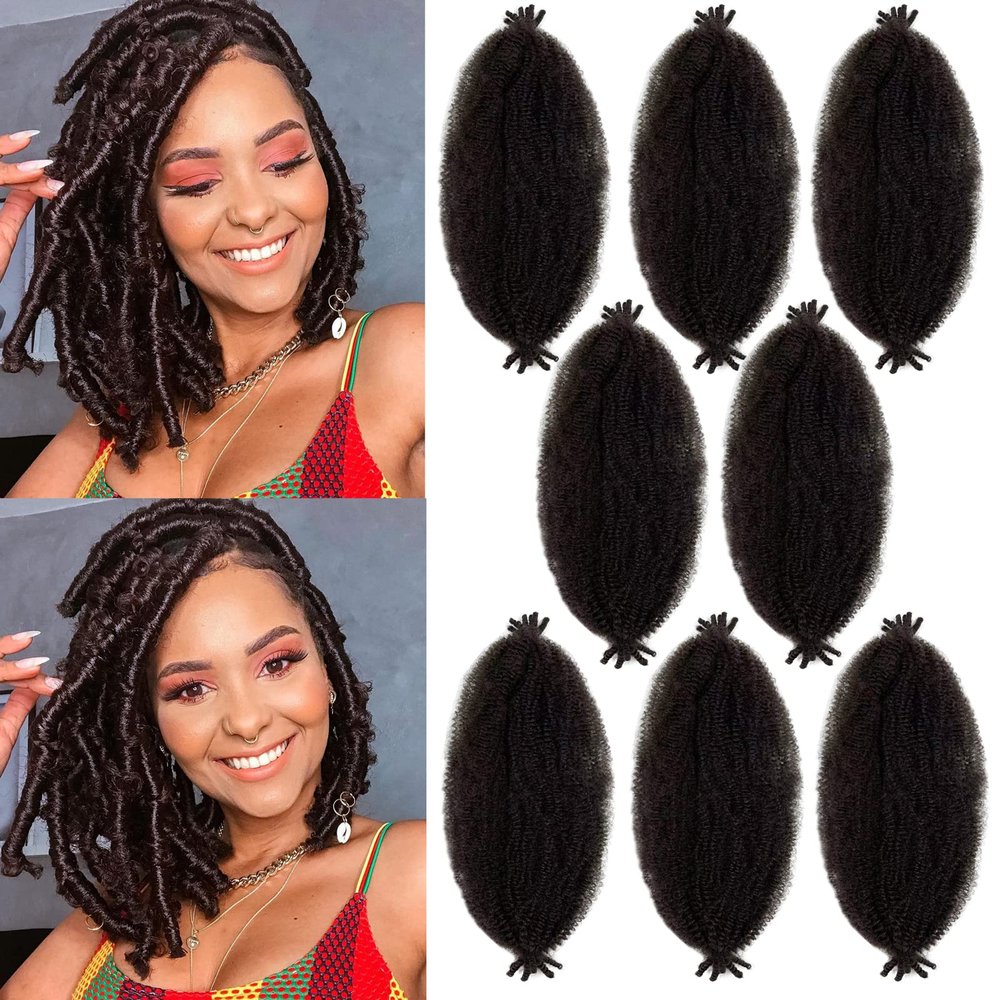 12 Inch Springy Afro Twist Hair,Marley Hair 8 Packs 4# Color Marley Twist Braiding Hair, Dark Brown kinky Braiding Hair Wrapping Hair for Soft Locs Afro Twist Hair Extension for Black Women