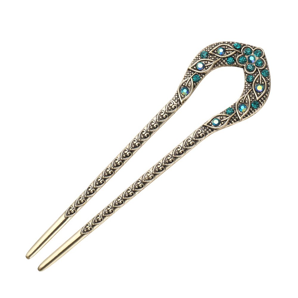 Hairstyle Accessory U Shaped Hair Pin Crystal Hair Clip Double Prong Hairpin Chignon Hair Pin