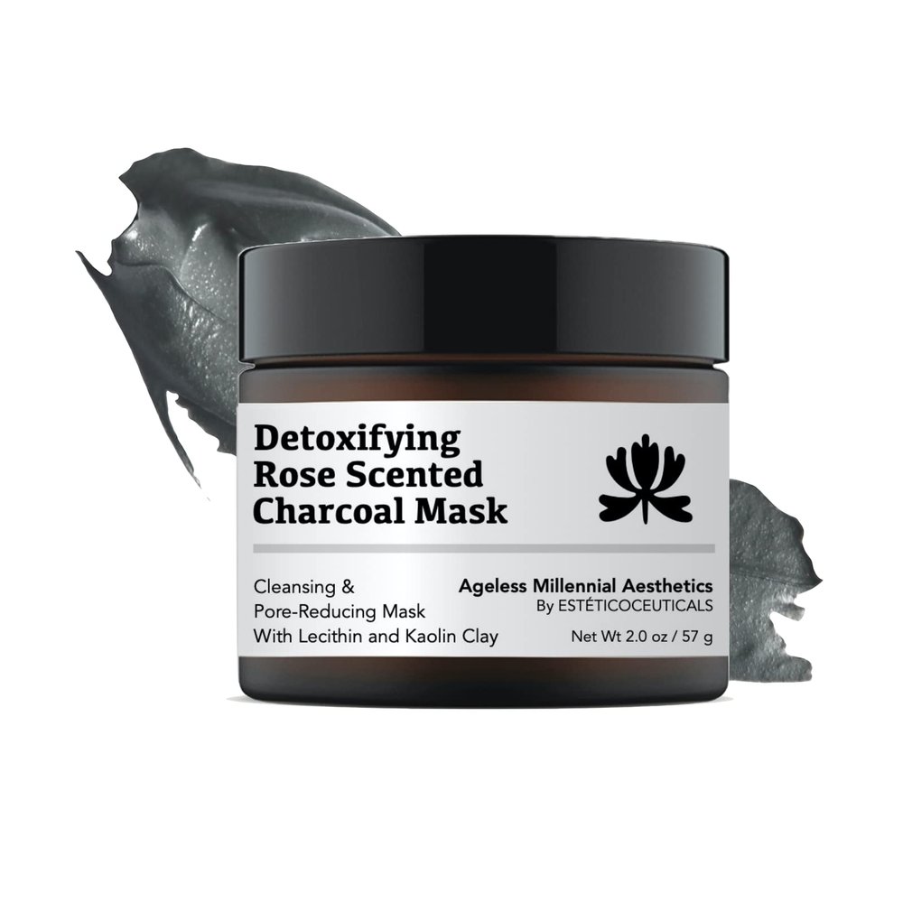 Ageless Millennial Aesthetics - Detoxifying Rose Scented Charcoal Mask - Powered By Lecitin and Kaolin Clay - 2.0oz