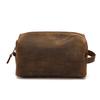 FLO-MOTOR Premium Buffalo Genuine Leather Unisex Dopp Kit Organizer Travel Toiletry Bag Simple Design (A Brown) view 1