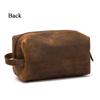 FLO-MOTOR Premium Buffalo Genuine Leather Unisex Dopp Kit Organizer Travel Toiletry Bag Simple Design (A Brown) view 3