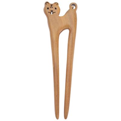 Beaupretty Retro Tiger Bun Hairpin Sandalwood Hair Fork for Women Elegant Headdress for Chinese Style Clothing for Parties and Festivals