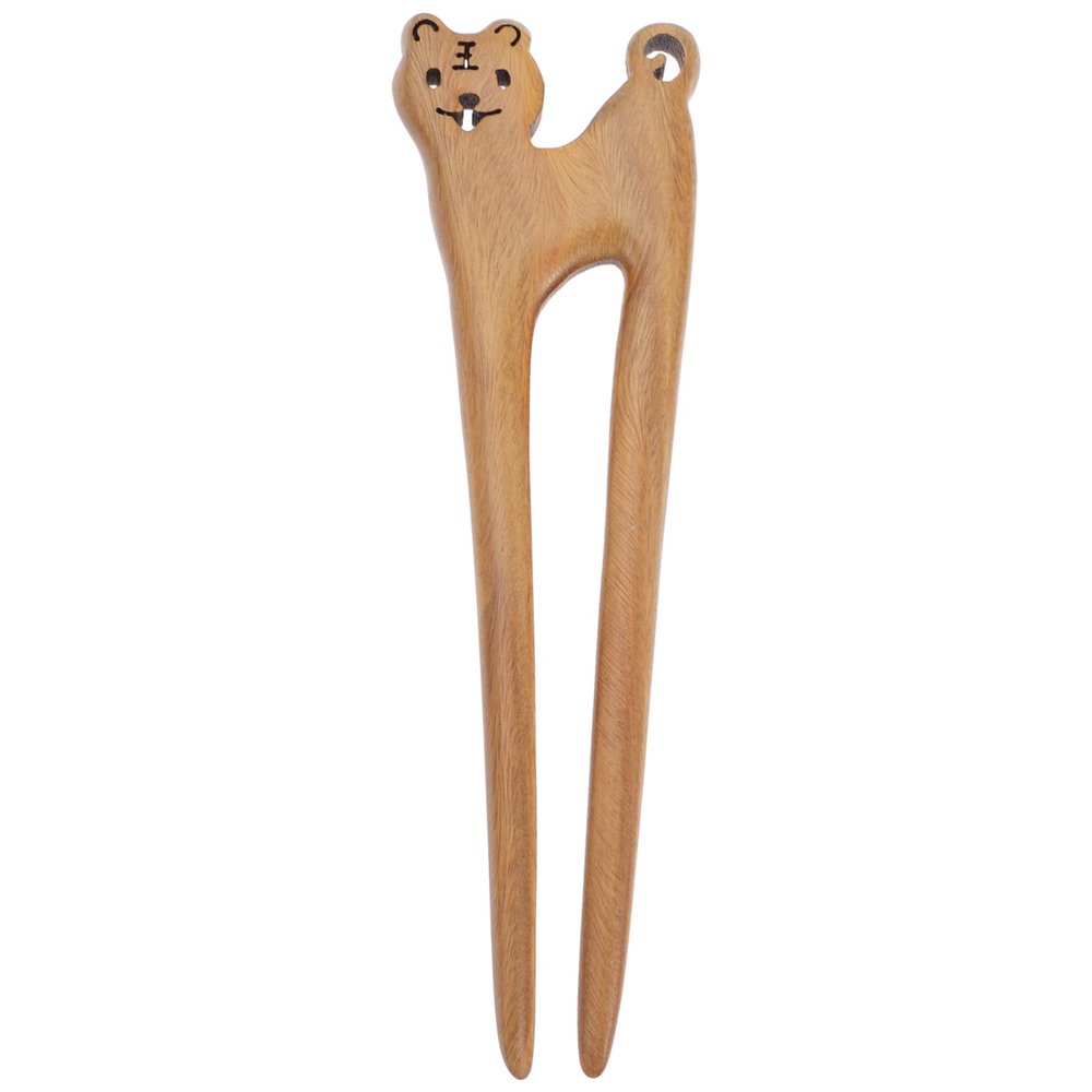 Beaupretty Retro Tiger Bun Hairpin Sandalwood Hair Fork for Women Elegant Headdress for Chinese Style Clothing for Parties and Festivals