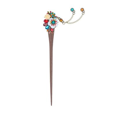 Beaupretty 1pc Vintage Flower Hairpin Colorful Retro Bun Hairpin for Women and Girls Decorative Updo Hair Accessory for All Hairstyles