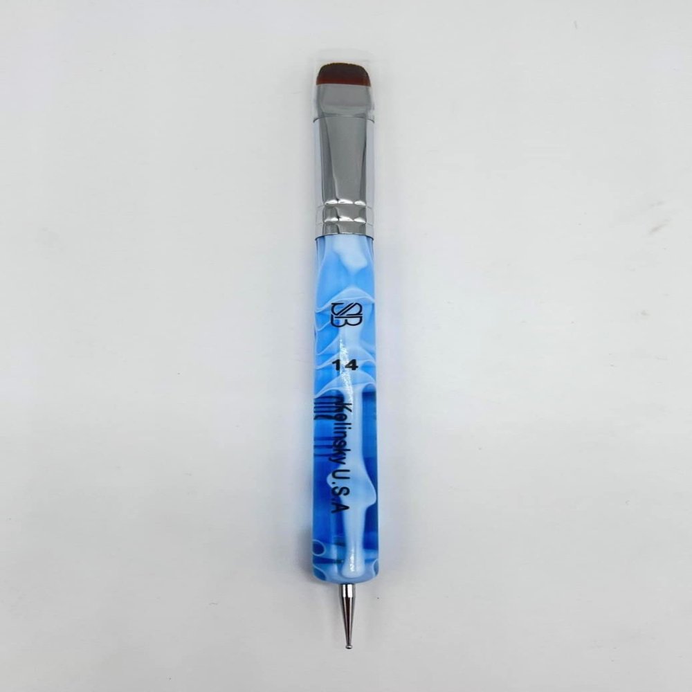 Spontaneous Beauty Premium Kolinsky French Brush (Size 14 with Dotting Tool, Acrylic Handle)