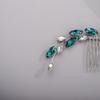 Chargances Bridal Rhinestone Hair Comb Wedding Green Crystal Hair Vine Comb Vintage Handmade Hair Accessories for Bridesmaid Prom Flower Girls (Malachite green) view 3