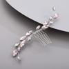Chargances Bridal Rhinestone Hair Comb Wedding Pink Crystal Hair Vine Comb Vintage Handmade Hair Accessories for Bridesmaid Prom Flower Girls (Pink) view 1