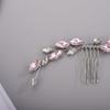 Chargances Bridal Rhinestone Hair Comb Wedding Pink Crystal Hair Vine Comb Vintage Handmade Hair Accessories for Bridesmaid Prom Flower Girls (Pink) view 2
