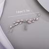 Chargances Bridal Rhinestone Hair Comb Wedding Pink Crystal Hair Vine Comb Vintage Handmade Hair Accessories for Bridesmaid Prom Flower Girls (Pink) view 3