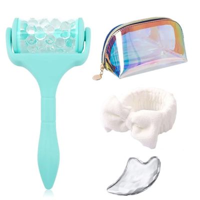 CHOISBEING 5 Pack Ice Roller for Facial Skin Care Tools Body Massage Pain Puffiness Relief Cooling Face Roller with Gift Bag (Green)