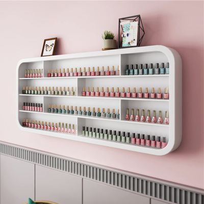 QQXX Wall Mounted Nail Polish Display Rack, Hanging Large Capacity Storage Display Shelf, Essential Oil Perfume Storage Rack,Salon Beauty/Nail Shop Organizer Perfume Holder(1.2M(47.2"), White)