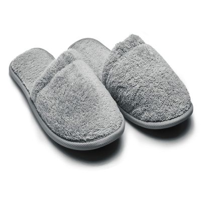 Arus Men's Cotton Slippers Turkish Terry Cloth for Spa and Bath Gray Medium