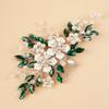 Teyglen Crystal Bride Wedding Hair Comb Vintage Green Flower Rhinestones Side Comb Shiny Hair Pieces Headpieces with Pearl Bridal Hair Accessories for Women Bride Girl(Green) view 1