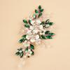 Teyglen Crystal Bride Wedding Hair Comb Vintage Green Flower Rhinestones Side Comb Shiny Hair Pieces Headpieces with Pearl Bridal Hair Accessories for Women Bride Girl(Green) view 4
