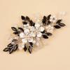 Teyglen Crystal Bride Wedding Hair Comb Vintage Black Flower Rhinestones Side Comb Shiny Hair Pieces Headpieces with Pearl Bridal Hair Accessories for Women Bride Girl(Black) view 1