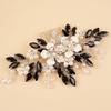 Teyglen Crystal Bride Wedding Hair Comb Vintage Black Flower Rhinestones Side Comb Shiny Hair Pieces Headpieces with Pearl Bridal Hair Accessories for Women Bride Girl(Black) view 4