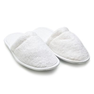 Arus Men's Cotton Slippers Turkish Terry Cloth for Spa and Bath White Medium