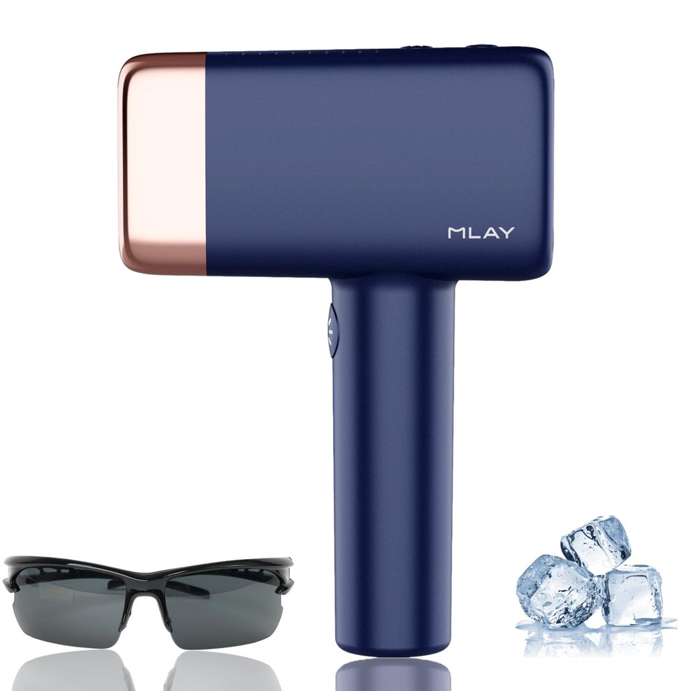MLAY IPL Hair Removal Device, Ice Cooling Protection Laser Permanent Whole Body Hair Remover for Home Use Women and Men (Bule)