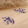 Teyglen 2pcs Crystal Bride Wedding Hair Pins Blue Rhinestones Beads Hair Pins Set Bridal Hair Accessories Gold Silver Purple Red Rhinestones Hair Pieces for Women Girls (Blue) view 4