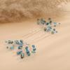 Teyglen 2pcs Crystal Bride Wedding Hair Pins Blue Rhinestones Beads Hair Pins Set Bridal Hair Accessories Gold Silver Purple Red Rhinestones Hair Pieces for Women Girls (Lake Blue) view 4
