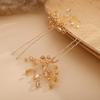 Teyglen 2pcs Crystal Bride Wedding Hair Pins Champagne Rhinestones Beads Hair Pins Set Bridal Hair Accessories Gold Silver Purple Blue Rhinestones Hair Pieces for Women Girls (Champagne) view 3